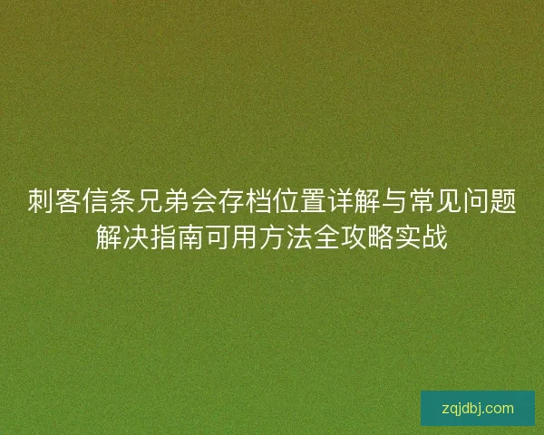 刺客信条兄弟会存档位置详解与常见问题解决指南可用方法全攻略实战